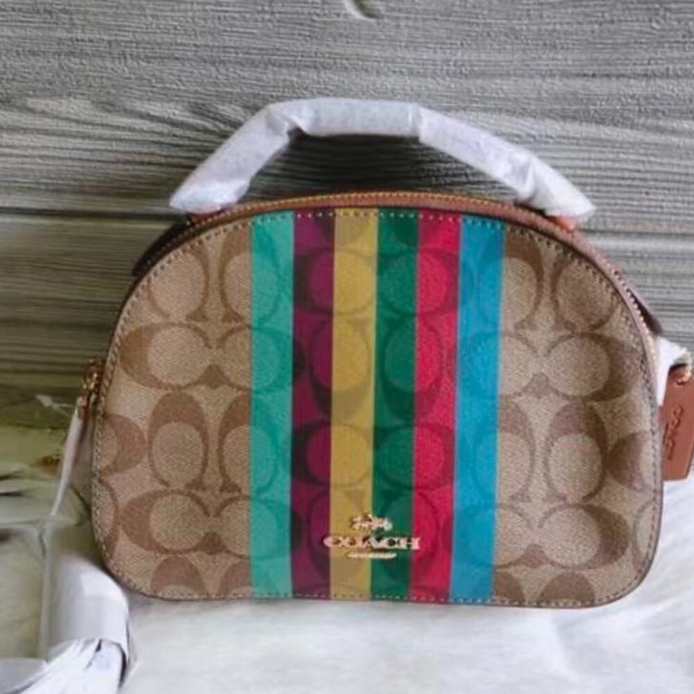 COACH Serena Satchel Crossbody Bag In Signature Canvas With Stripe C5642 - Picture 9 of 12